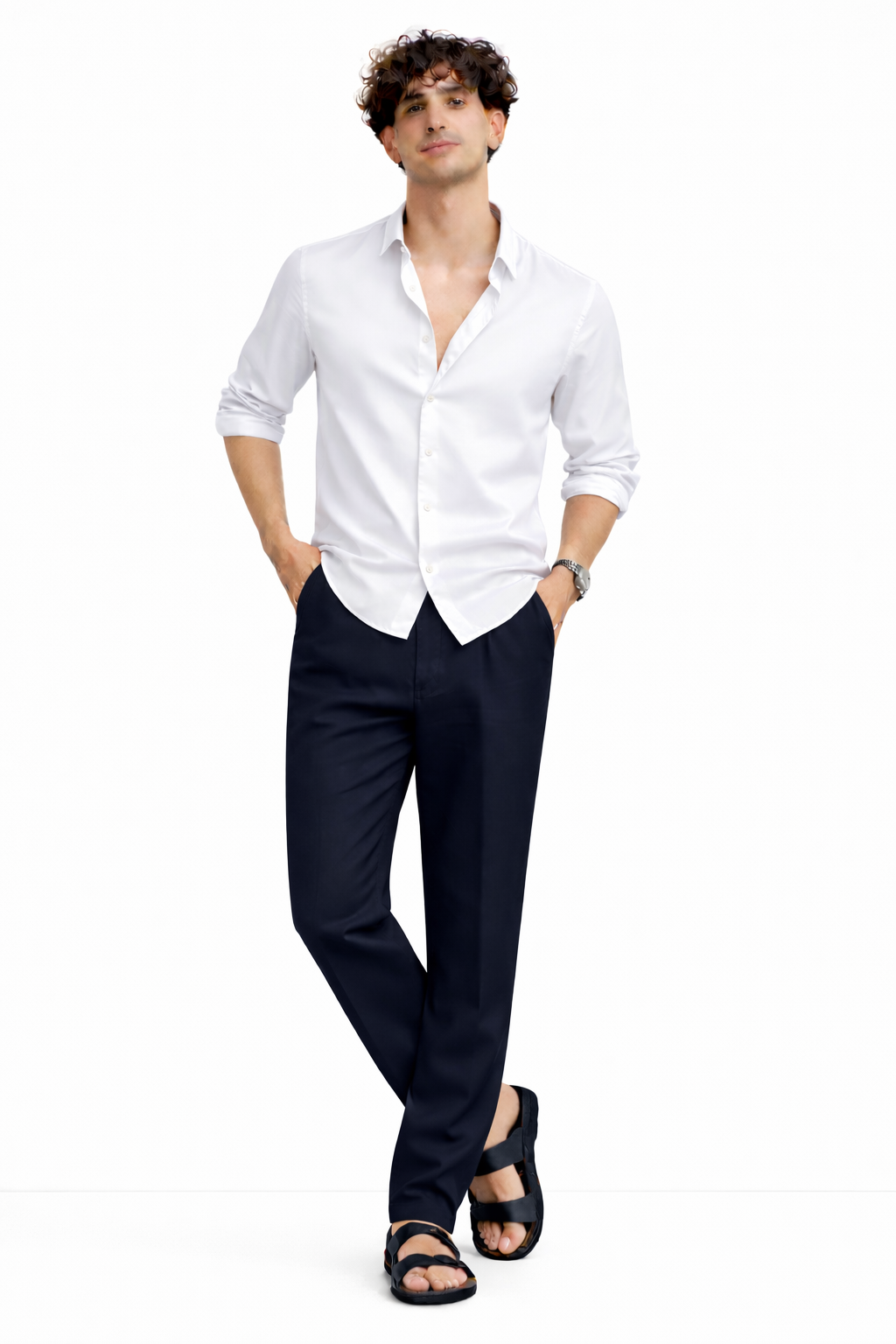 White Shirt & Navy Pant Set