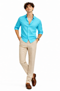 Ocean Blue Shirt & Beige Pant Set