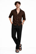 Brown Shirt & Black Pant Set