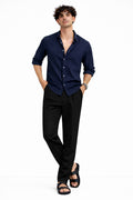 Navy Blue Shirt & Black Pant Set